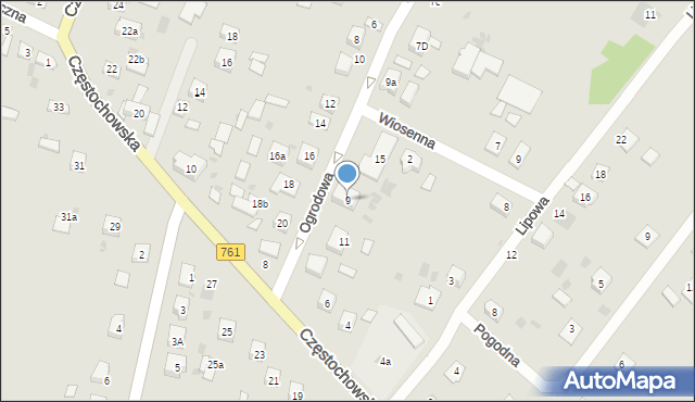 Piekoszów, Ogrodowa, 9, mapa Piekoszów