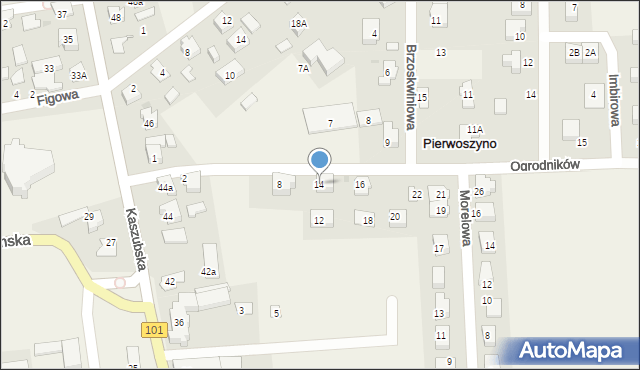 Pierwoszyno, Ogrodników, 14, mapa Pierwoszyno