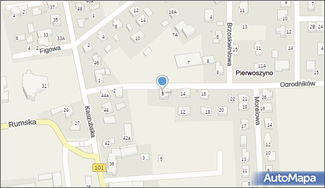 Pierwoszyno, Ogrodników, 8, mapa Pierwoszyno