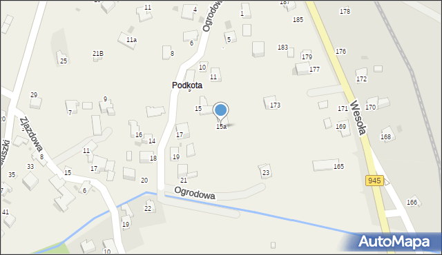 Pietrzykowice, Ogrodowa, 15a, mapa Pietrzykowice