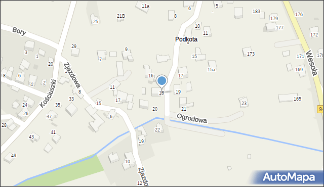 Pietrzykowice, Ogrodowa, 18, mapa Pietrzykowice