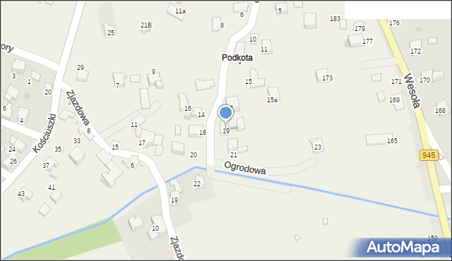 Pietrzykowice, Ogrodowa, 19, mapa Pietrzykowice