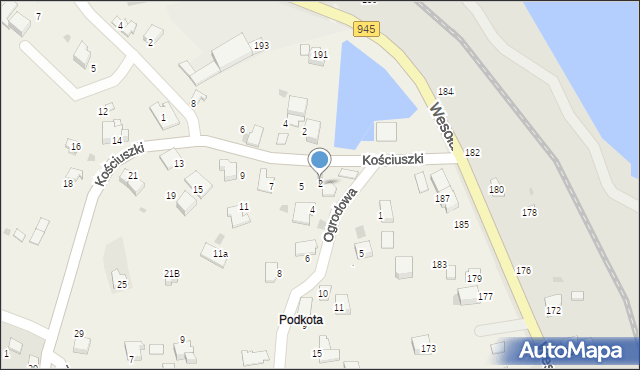 Pietrzykowice, Ogrodowa, 2, mapa Pietrzykowice