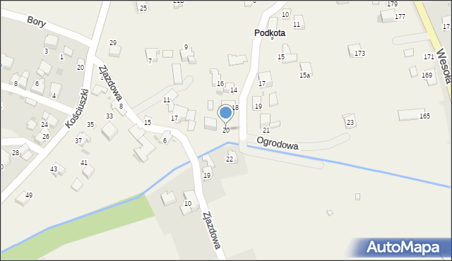 Pietrzykowice, Ogrodowa, 20, mapa Pietrzykowice