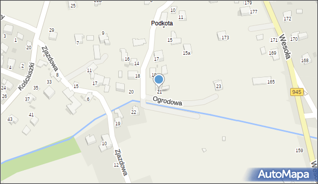 Pietrzykowice, Ogrodowa, 21, mapa Pietrzykowice