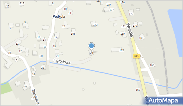 Pietrzykowice, Ogrodowa, 23, mapa Pietrzykowice