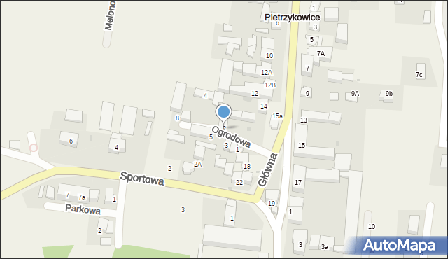 Pietrzykowice, Ogrodowa, 2, mapa Pietrzykowice
