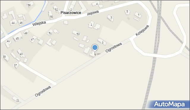 Pisarzowice, Ogrodowa, 5, mapa Pisarzowice