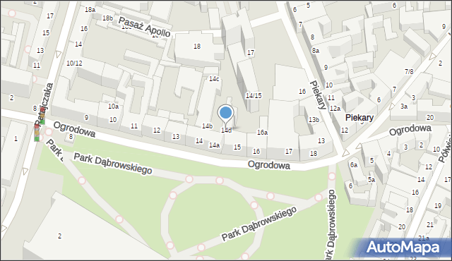 Poznań, Ogrodowa, 14d, mapa Poznania