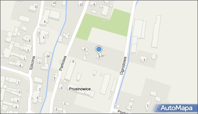 Prusinowice, Ogrodowa, 3, mapa Prusinowice