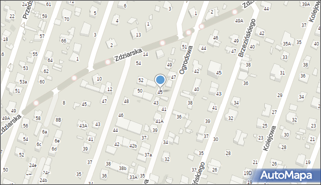 Pruszków, Ogrodowa, 45, mapa Pruszków