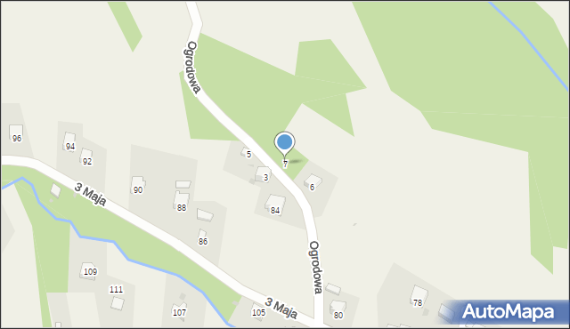 Przybędza, Ogrodowa, 7, mapa Przybędza