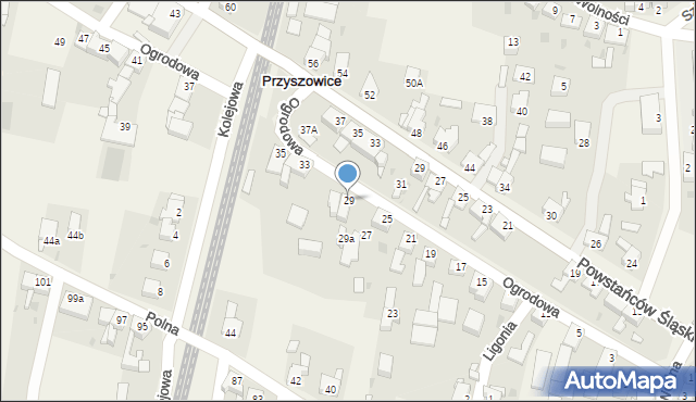 Przyszowice, Ogrodowa, 29, mapa Przyszowice