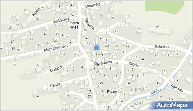 Psary, Ogrodowa, 1, mapa Psary