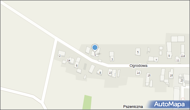 Pszeniczna, Ogrodowa, 1, mapa Pszeniczna