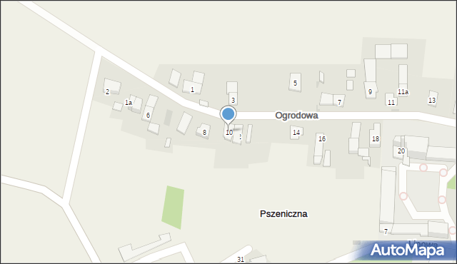 Pszeniczna, Ogrodowa, 10, mapa Pszeniczna