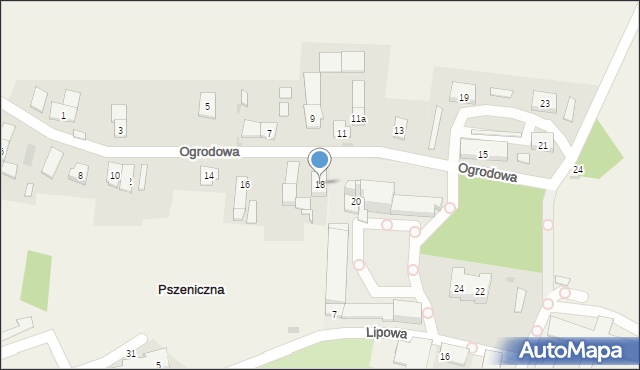 Pszeniczna, Ogrodowa, 18, mapa Pszeniczna