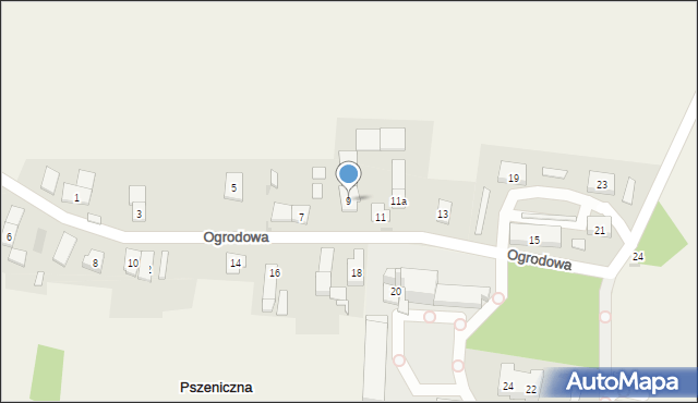 Pszeniczna, Ogrodowa, 9, mapa Pszeniczna