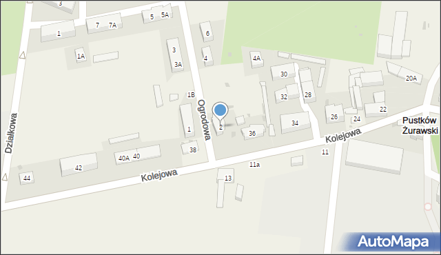 Pustków Żurawski, Ogrodowa, 2, mapa Pustków Żurawski