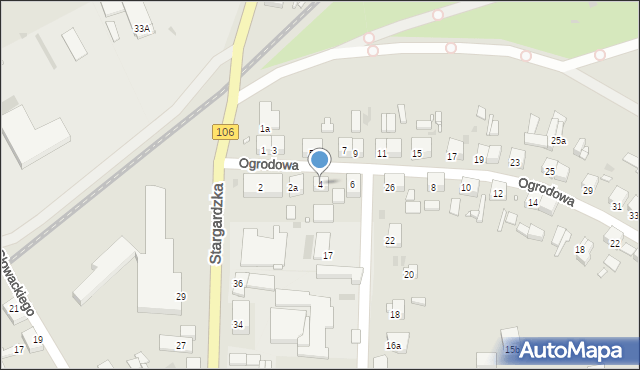 Pyrzyce, Ogrodowa, 4, mapa Pyrzyce