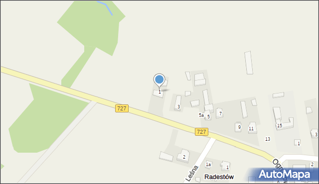 Radestów, Ogrodowa, 1, mapa Radestów