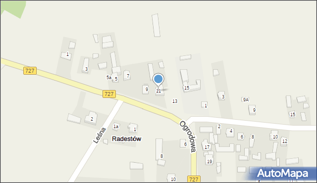 Radestów, Ogrodowa, 11, mapa Radestów