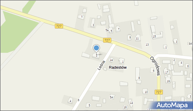 Radestów, Ogrodowa, 2, mapa Radestów