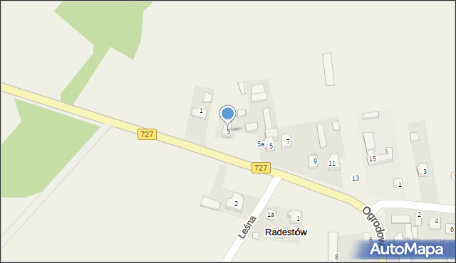 Radestów, Ogrodowa, 3, mapa Radestów