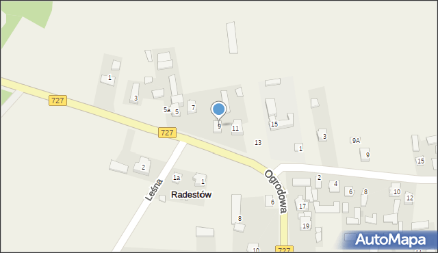 Radestów, Ogrodowa, 9, mapa Radestów