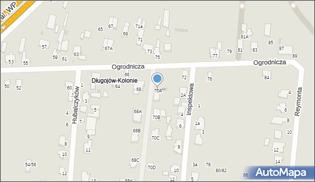 Radom, Ogrodnicza, 70A, mapa Radomia