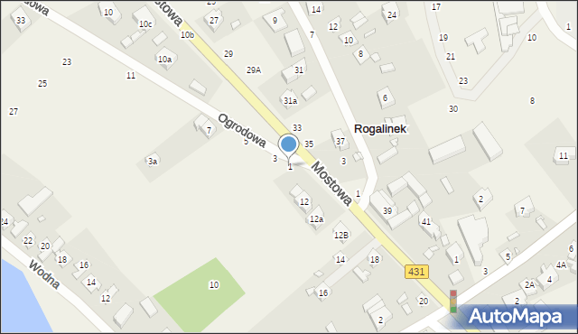 Rogalinek, Ogrodowa, 1, mapa Rogalinek