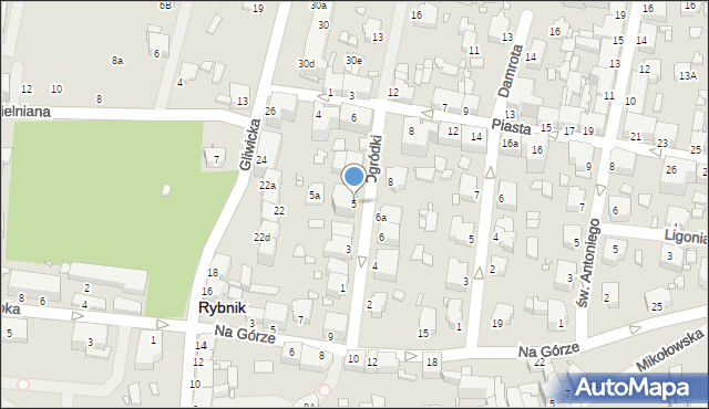 Rybnik, Ogródki, 5, mapa Rybnika