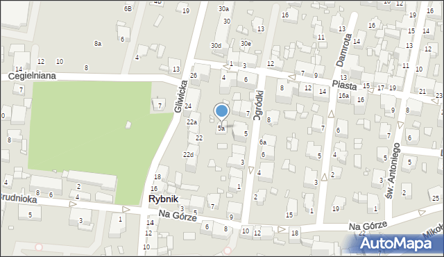 Rybnik, Ogródki, 5a, mapa Rybnika