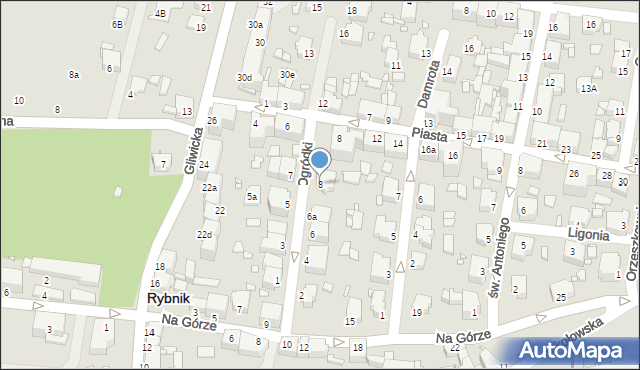 Rybnik, Ogródki, 8, mapa Rybnika