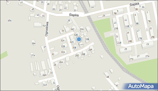 Rybnik, Ogrodowa, 30C, mapa Rybnika