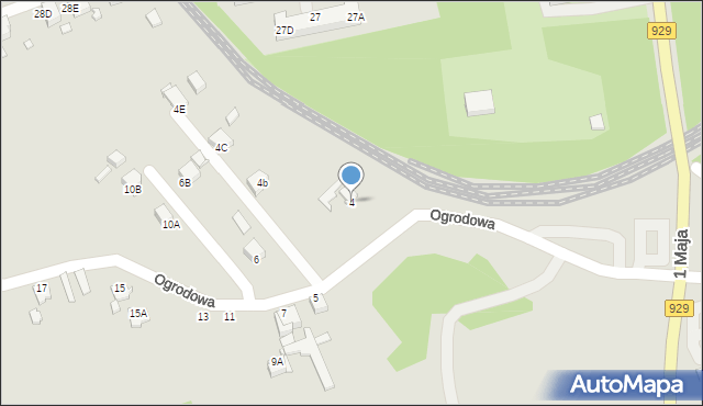 Rybnik, Ogrodowa, 4, mapa Rybnika