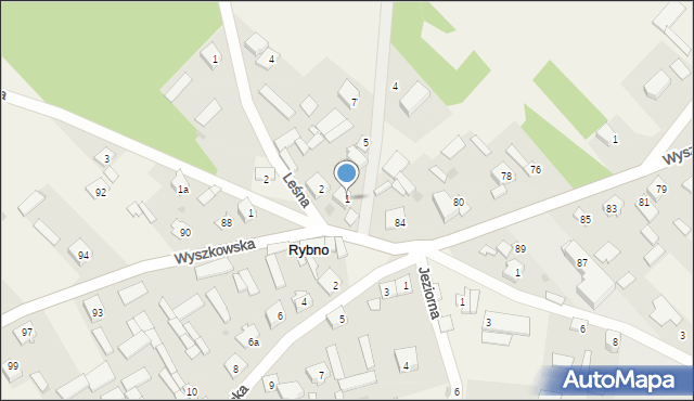 Rybno, Ogrodowa, 1, mapa Rybno