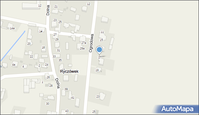 Ryczówek, Ogrodowa, 17, mapa Ryczówek