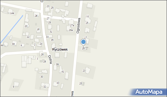 Ryczówek, Ogrodowa, 19, mapa Ryczówek