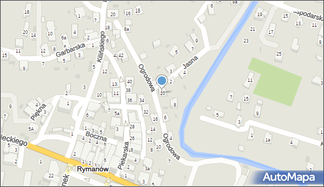 Rymanów, Ogrodowa, 10, mapa Rymanów