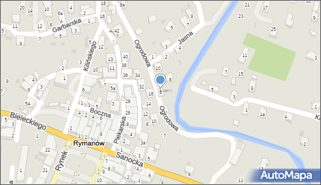 Rymanów, Ogrodowa, 6, mapa Rymanów