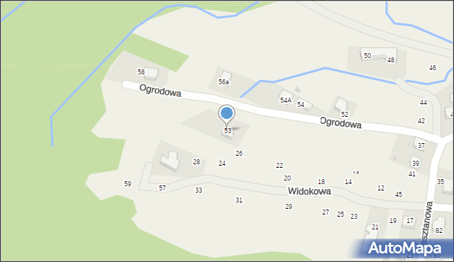 Rymanów-Zdrój, Ogrodowa, 53, mapa Rymanów-Zdrój