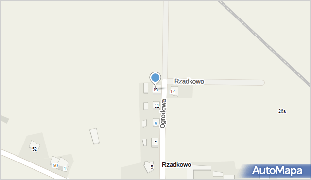 Rzadkowo, Ogrodowa, 13, mapa Rzadkowo