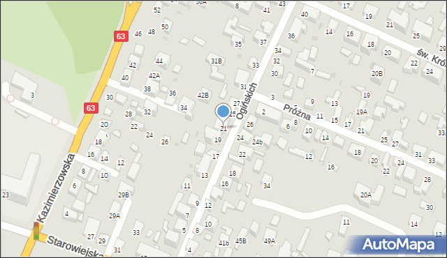 Siedlce, Ogińskich, 21, mapa Siedlce