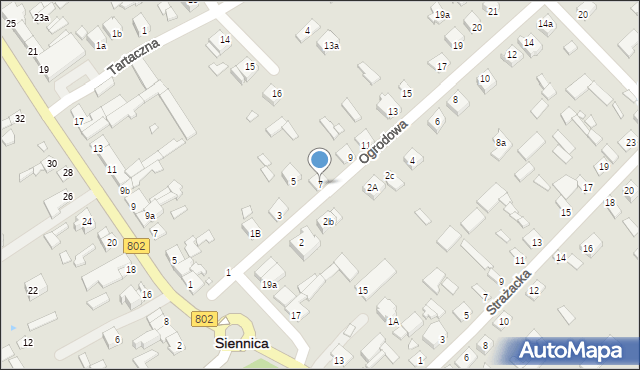 Siennica, Ogrodowa, 7, mapa Siennica