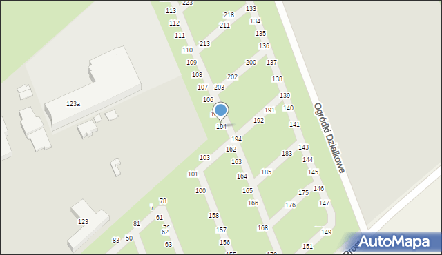 Sieradz, Ogródki Działkowe, 104, mapa Sieradz