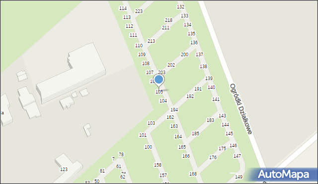 Sieradz, Ogródki Działkowe, 105, mapa Sieradz