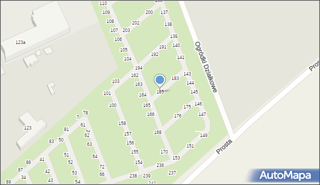 Sieradz, Ogródki Działkowe, 185, mapa Sieradz