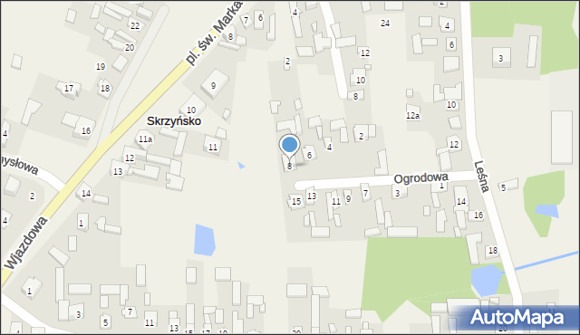 Skrzyńsko, Ogrodowa, 8, mapa Skrzyńsko