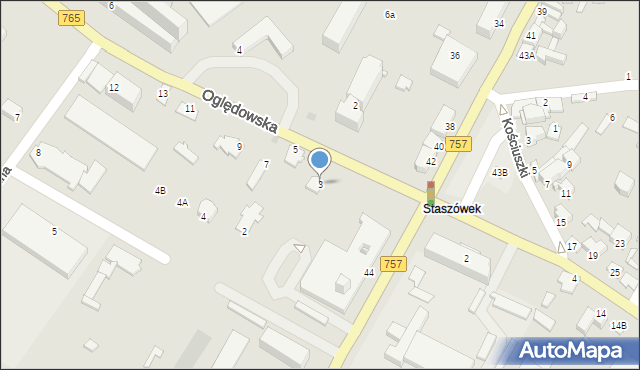 Staszów, Oględowska, 3, mapa Staszów